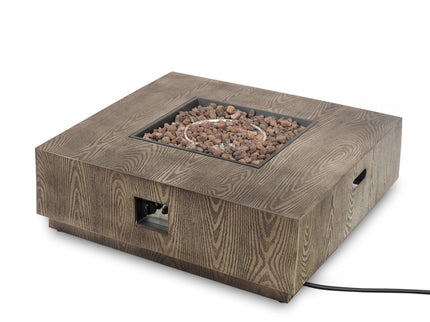 Wellington Square Iron Fire Pit With Wood Pattern Design And 50, 000 Btu Output