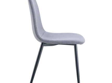 Luxury Simple Chair Linen Cotton High Resilience Dining Chair With Black Metal Legs (Set of 4) - Light Gray