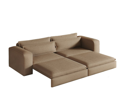 King Size Sleeper Pull Out Sofa Bed, 3 In 1 Convertible Chaise Lounge With 2 Pillows For Living Room - Camel