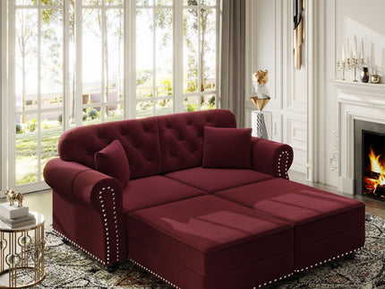 Upholstered Sofa Set With Nailhead Trim And Rolled Armrests, Includes Pillows