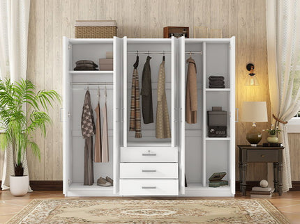 6 Doors Wardrobe Storage For Bedroom, With Big Drawers