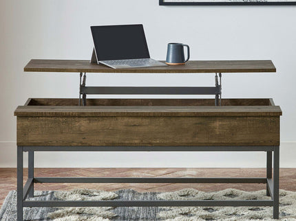 Lift Top Coffee Table With Adjustable Height - Brown