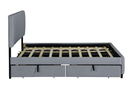 Platform UpholsteredBed With 2 Drawers And Twin Long Trundle