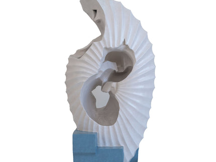 Abstract Water Fountain With Base With Light, For Indoor And Outdoor - White / Blue
