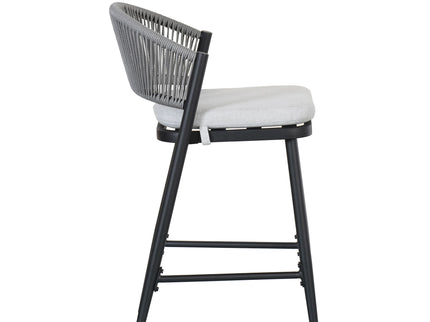 Outdoor 26" Counter Height Metal Frame Counter Stools With Scallop Shaped Backrest & Water Resistant Cushions