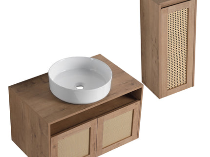 Bathroom Vanity With Art Sink And Side Cabinet, Float Mounting Design