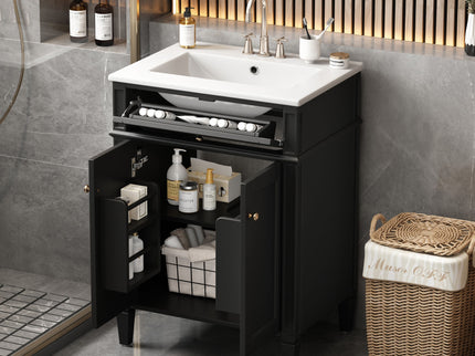 Bathroom Vanity With 2 Doors And Tip Out Drawer, Soft Closing Hinges