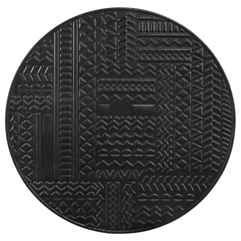 2 Piece Nesting Table With Embossed Tops And Base - Black