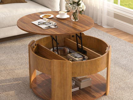 Round Lift Top Coffee Table With Hidden Storage