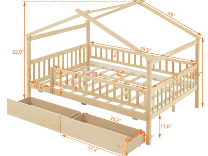 House Bed With 2 Drawers