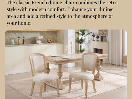 Dining Chairs Upholstered With Fan Shaped Back (Set of 2) - Beige