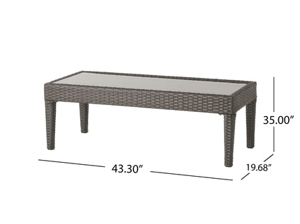 Contemporary Antibes Loveseat & Table Set Outdoor - Gray