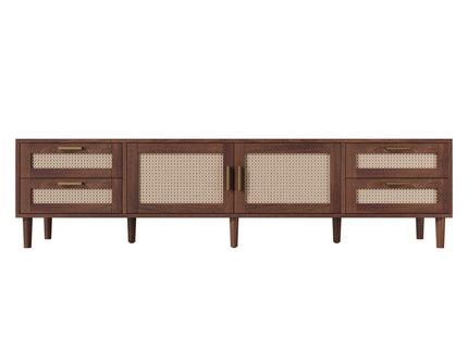 TV Stand, Media Console With 4 Drawers, Soft Closing Hinges - Dark Brown
