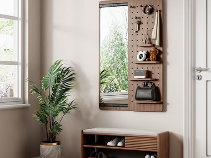 Wall Mounted Full Length Mirror With Shelf And Hook