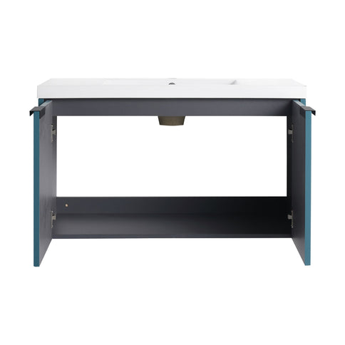 Contemporary Wall Mounted Bathroom Vanity With Resin Double Sink