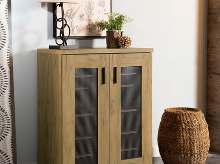 Door Accent Cabinet With Screens - Brown