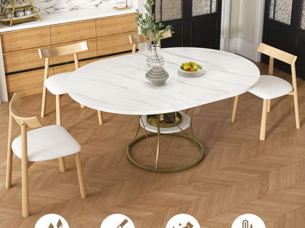 Round Extendable Dining Table Set With Chairs