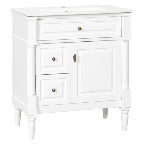 Modern Bathroom Vanity With Sink, Freestanding Cabinet With Flip Drawer & Adjustable Shelf