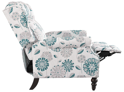 Push Back Recliner Chair Upholstered Recliner Armchair With Classic Wing Back And Solid Gourd-Shaped Legs