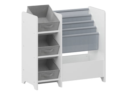 Bookshelf And Toy Storage Organizer, Multifunctional 4 Tier With 3 Collapsible Drawers - White