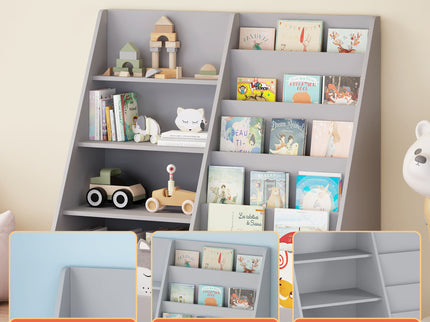 Bookshelf And Toy Storage Organizer, 4 Tier Bookcase With Display Stand For Playroom