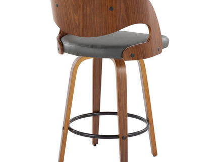 Pino - Mid Century Modern Fixed Height Barstool With Swivel With Round Footrest (Set of 2)