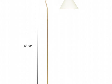 Majestic - Ring Base Curved Floor Lamp With Triangle Drum Shade - Gold / White