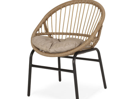Outdoor Accent Chair With Curved Back And Basket Frame, (Set of 2) - Light Brown / Beige