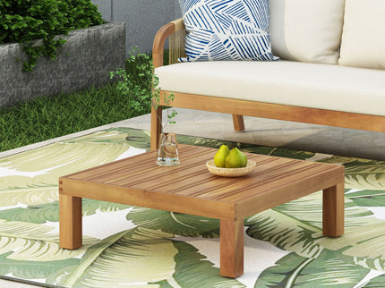 Mythical - Square Outdoor Coffee Table With Frame And Slat Top - Teak
