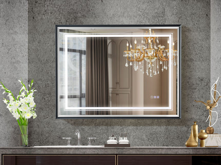 LED Bathroom Beveled Mirror, 3000 - 6000K Gradient Front And Backlit LED Mirror For Bathroom, 3 Colors Dimmable, Ip54 Enhanced Anti Fog