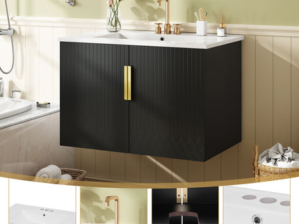 Bathroom Vanity With Sink, Rectangular Storage Cabinet With 2 Soft Closing Doors