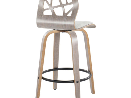 Folia - Contemporary Fixed Height Counter Stool With Swivel With Round Footrest (Set of 2) - Light Gray