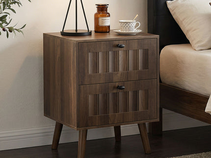 Double Drawer Bedside Table (Set of 2) - Walnut