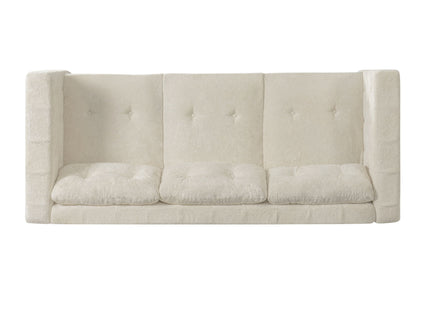3 Seater Sofa With Square Arms, Tufted Pillow Back For Living Room