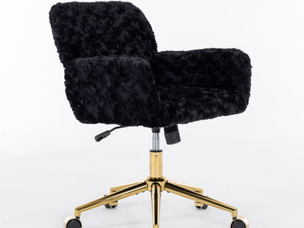 Office Chair, Artificial Rabbit Hair Home Office Chair With Metal Base, Adjustable Desk Chair Swivel Office Chair, Vanity Chair