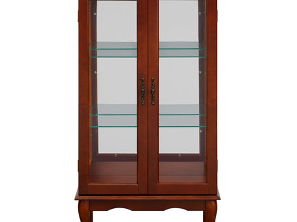 Curio Cabinet Lighted Curio Diapaly Cabinet With Adjustable Shelves And Mirrored Back Panel, Tempered Glass Doors (3 Tier), (E26 Light Bulb Not Included)