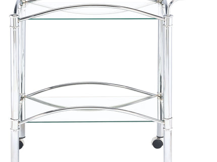 Porch & Den - 2 Tier Rectangular Glass Shelf Bar Cart With Glass - Chrome