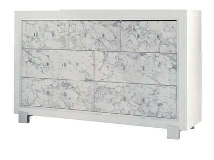 Skye - Marble Dresser - White
