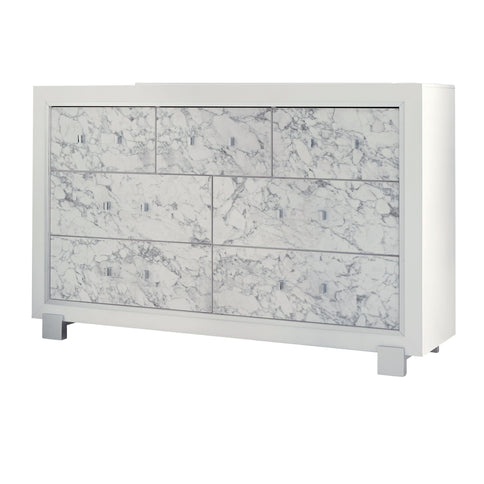 Skye - Marble Dresser - White
