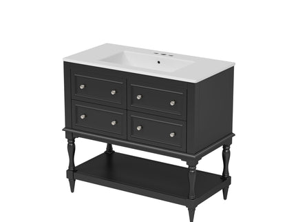 Bathroom Vanity With Medicine Cabinet, Storage Cabinet With 4 Drawers, Adjustable Shelf Mirror