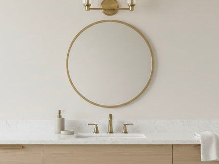 Regal - Double Light Vanity With Clear Ribbed Satin - Antique Brass / Clear