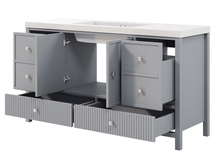 Bathroom Vanity With Separate Sink, Soft Close Doors And 4 Drawers