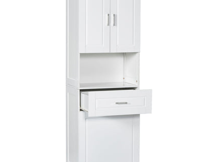 Tall Bathroom Cabinet With Tilt-Out Laundry Basket And Upper Storage