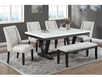 Upholstered Dining Bench With Tufted Seat And Nailhead Trim - Antique Black