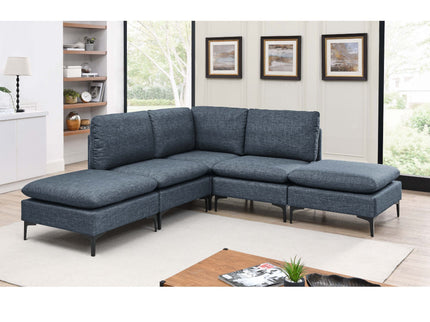 Upholstered Modular Sectional With Tall Legs, Medium Firm Seat