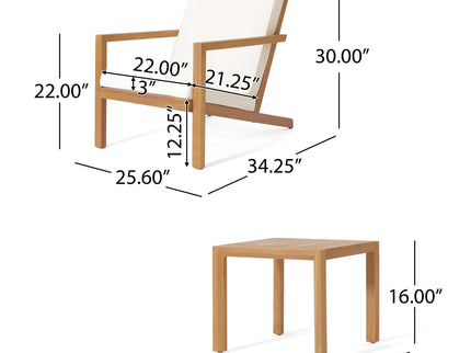 3 Piece Outdoor Chat Set With Table And 2 Adirondack Chairs - White / Brown Patina