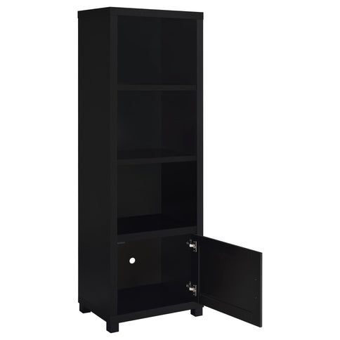 Sandl - 3 Shelf Media Tower With Cabinet Storage Solution - Black