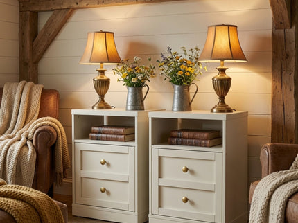 Nightstand With Door & Shelf, 2 Drawer Side Table