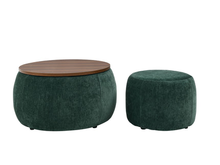 Round Storage Ottoman, 2 In 1 Function, End Table And Ottoman