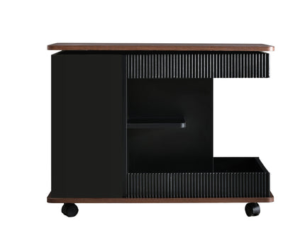 Adjustable End Table With Wheels, 360°Rotating Top And Storage Space